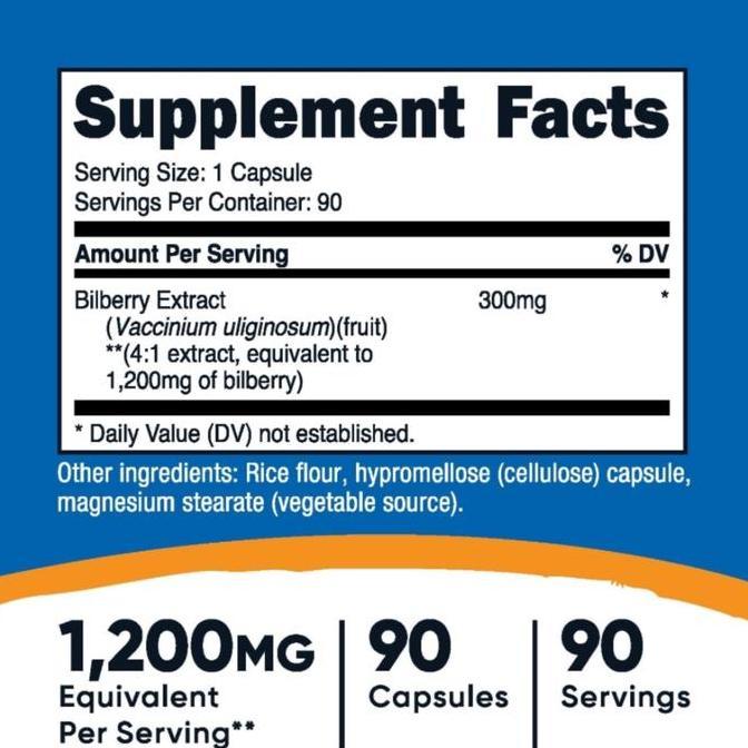 Nutricost Bilberry 1200 Mg 90 Capsules Eye Vitamin Mata Vision Original