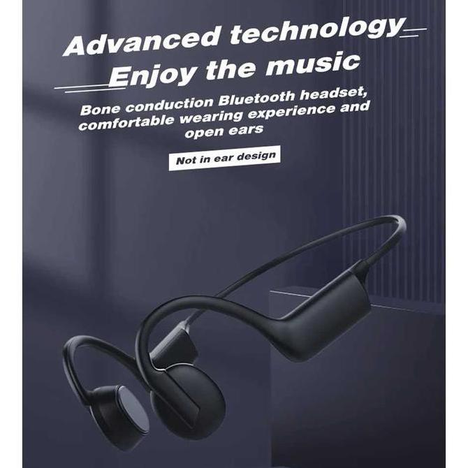 Earphone Bone Conduction Open Ear Wireless Bluetooth Hitam
