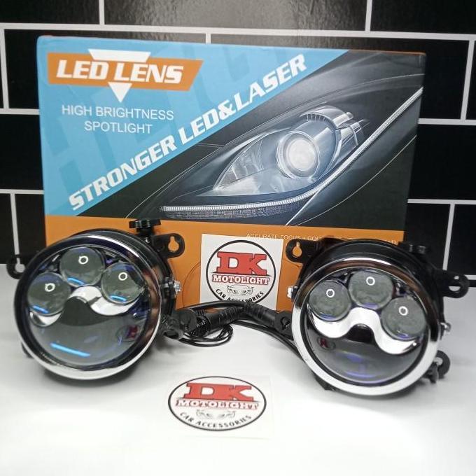 DAIKAKU Lampu Foglamp Mobil Biled Projector 3 Laser 3 Warna 3 Inchi Devil Eyes RGB Via Bluetooth And