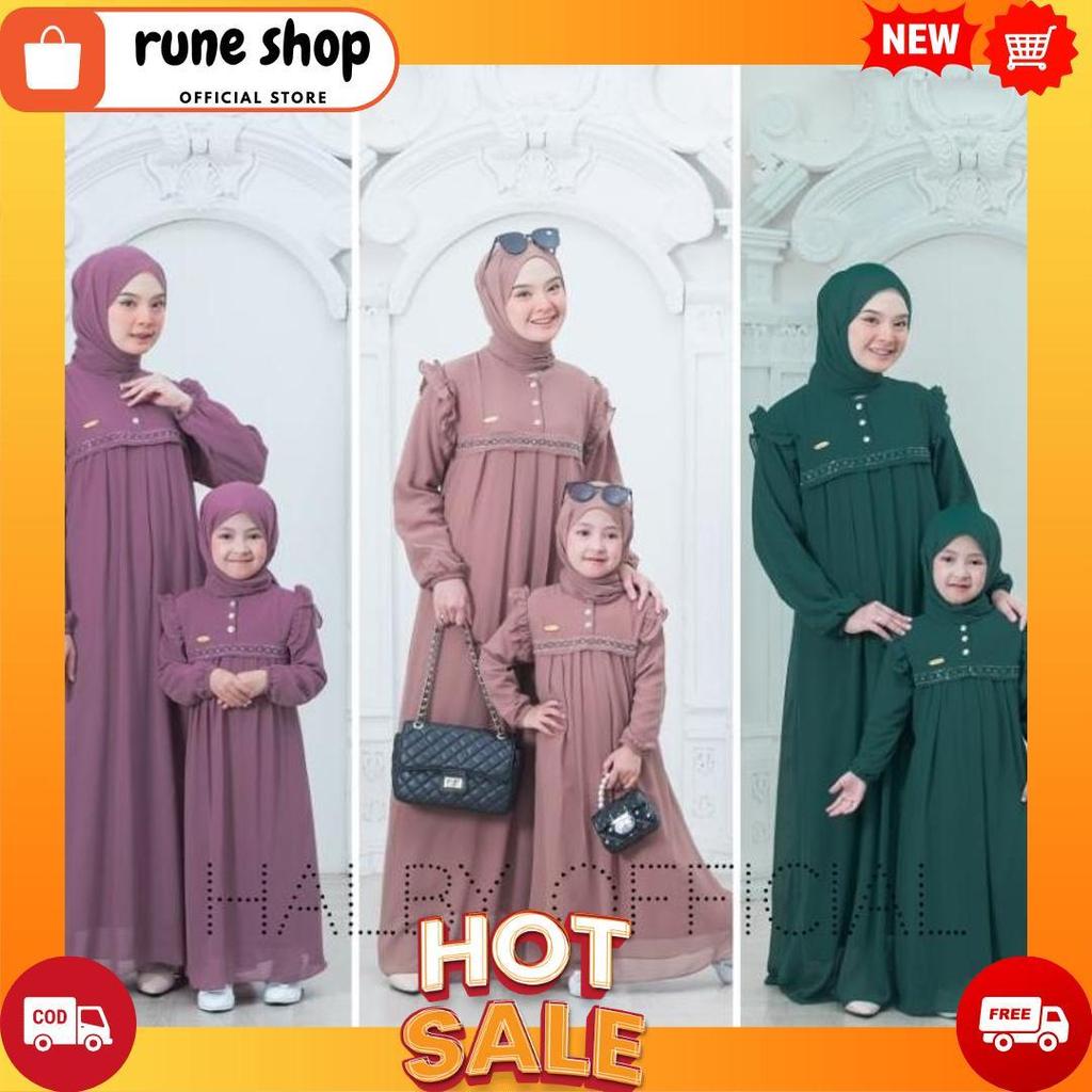 Rezqia Couple Kids And Mom Set Pashmina/Gamis Couple Ibu Dan Anak Model Terbaru/Gamis Ibu Dan Anak M