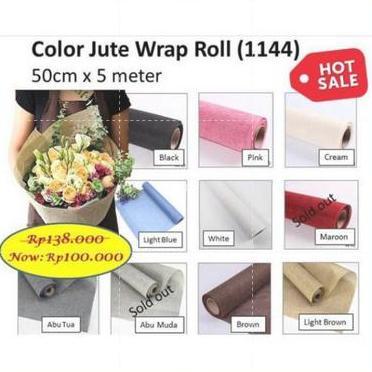 Color Jute Wrap Roll Kain Jute Rollan Linen Kain Jute Flower Wrap  Kain Goni  (1144)