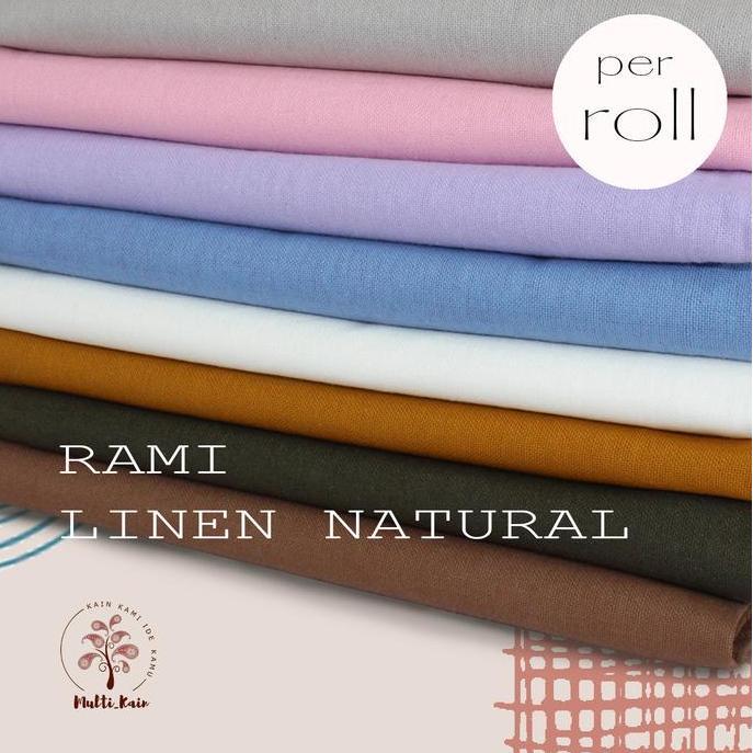 Bahan Multi Kain Rami Linen Merk Natural Katun Cotton Per Roll 50 Yard