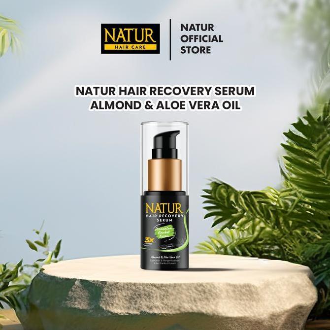 Natur Haircare Recovery Serum Almond & Aloe Vera Oil 60 Ml - Paket Membantu Menyembuhkan Rambut Rusa