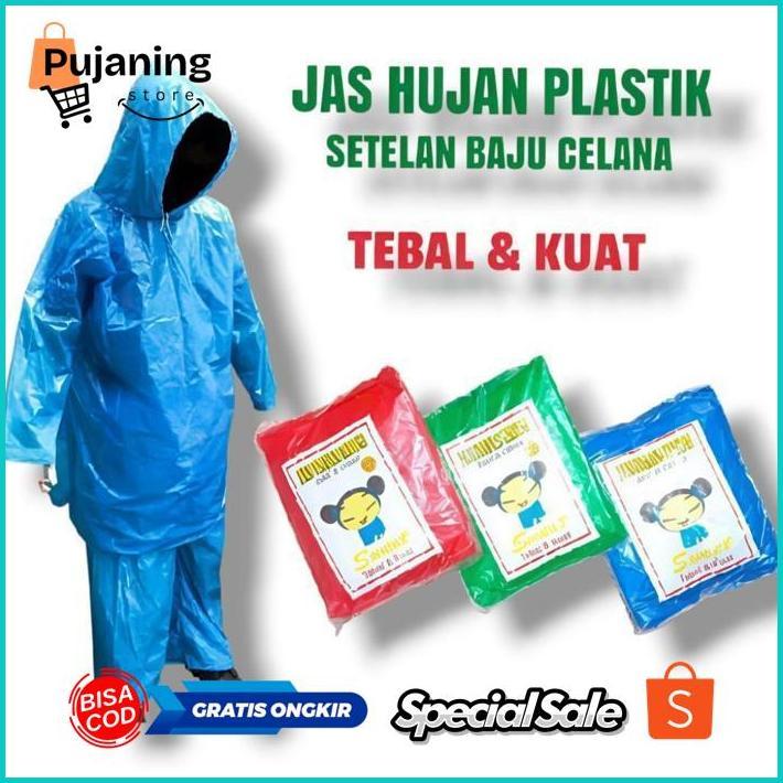 Um57 Jas Hujan Ponco Plastik Murah Ringan Untuk Motor & Jalan Premium