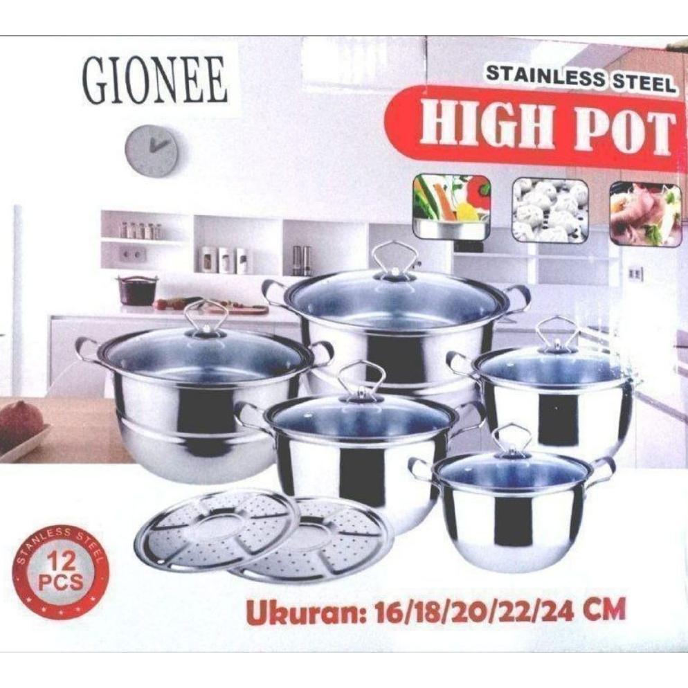 Panci High Pot/Panci 5Set + 2Steamer (Gione)