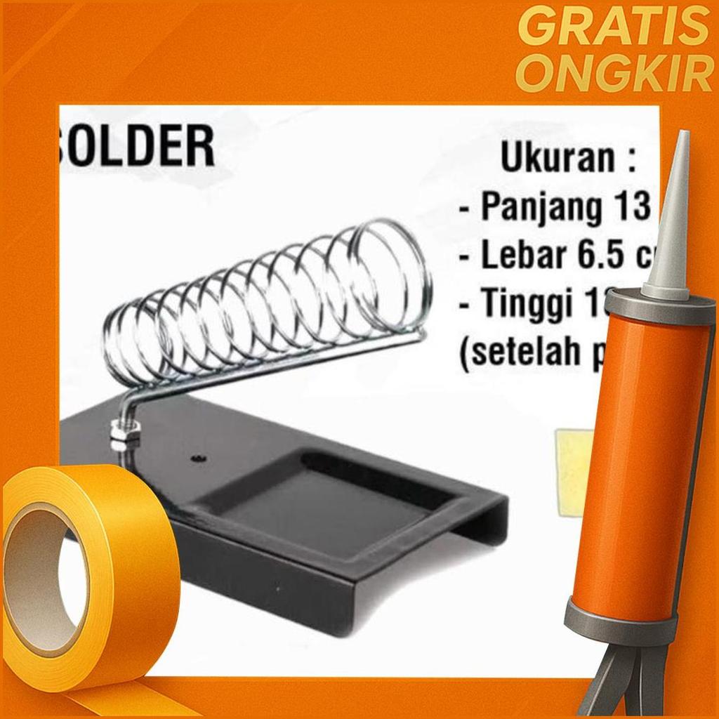 Solder 40 Watt Tekiro Paket Lengkap Alat Solder Timah 5M 0.8Mm Stand Holder Sedotan Arpus Pasta Gras