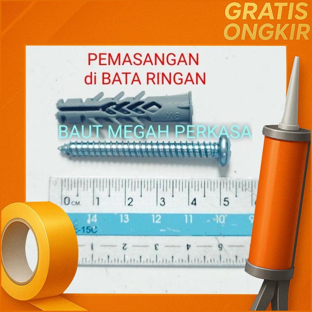 [50 Pcs] Sekrup Pab #12X2 (5 Cm) + Viser New S8