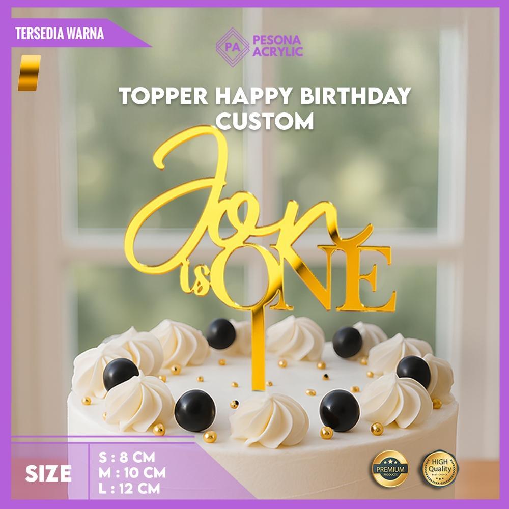 Topper Cake Custom Nama/Topper Cake Gold Mirror/Topper Cake Custom Mewah