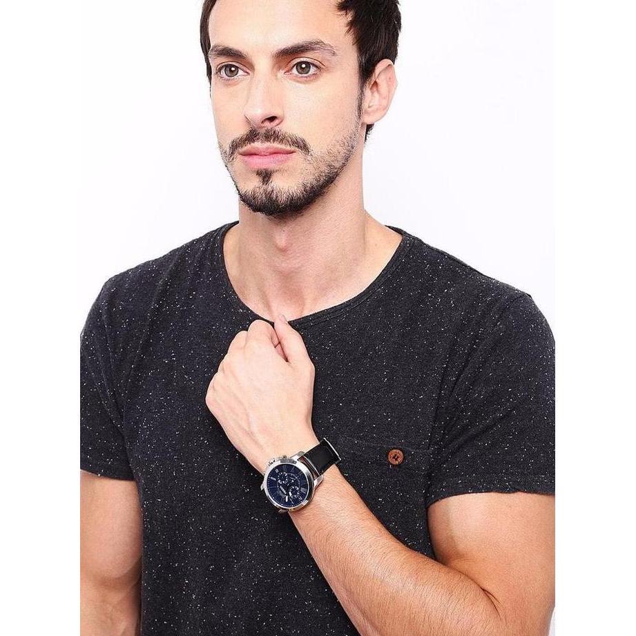 Fossil Jam Tangan Pria FS4990 Grant Chronograph Leather Watch
