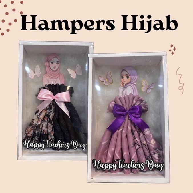 Hampers Hijab Hari Guru dengan topper dan box super cantik