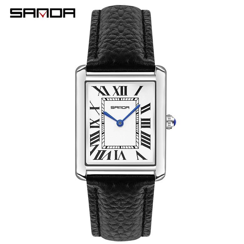 SANDA 1108 Jam Tangan Pria Wanita Analog Medium Size Retro Style Tali Kulit Quartz