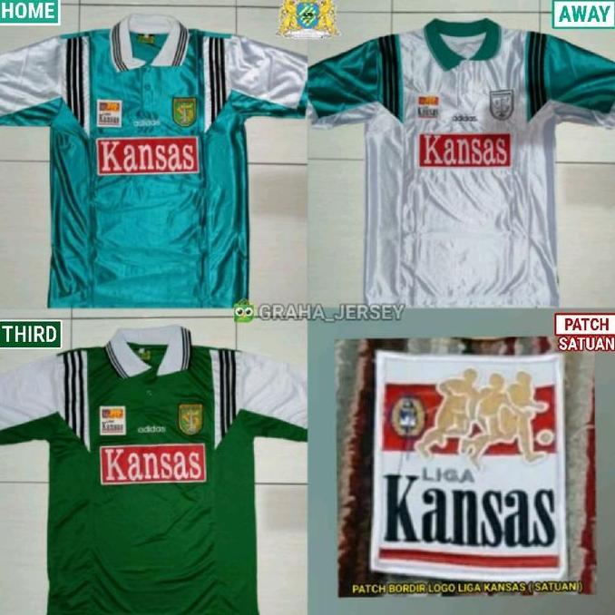 Jersey PERSEBAYA Liga KANSAS 1996 - 1997 Tosca Putih Hijau RETRO Lokal