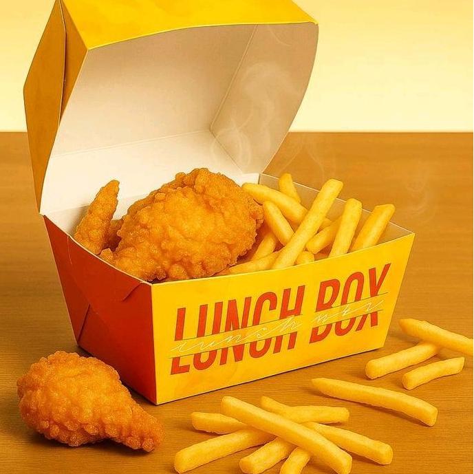 (100 Pcs) Dus Paket Nasi / Lunch Box Large  DUS Nasi Ayam Goreng Premium Free Design Kemasan Kertas 