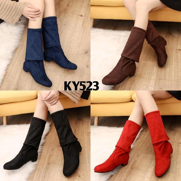 Boots winter overknee elastic #KY523 Bisa buat line dance boots diatas lutut boots wanita Shoes BS