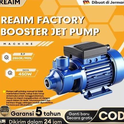 REAIM Pompa Air Jet Pump 450W Otomatis Pompa Air Listrik Rumah Tangga Daya Dorong Tinggi 40M untuk S