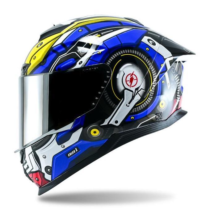 Helm Full Face JITSU Air 1 Motif robotic 4.0 Visor Silver Blue Helem Pria Keren 2025 - Motorcycle Sp