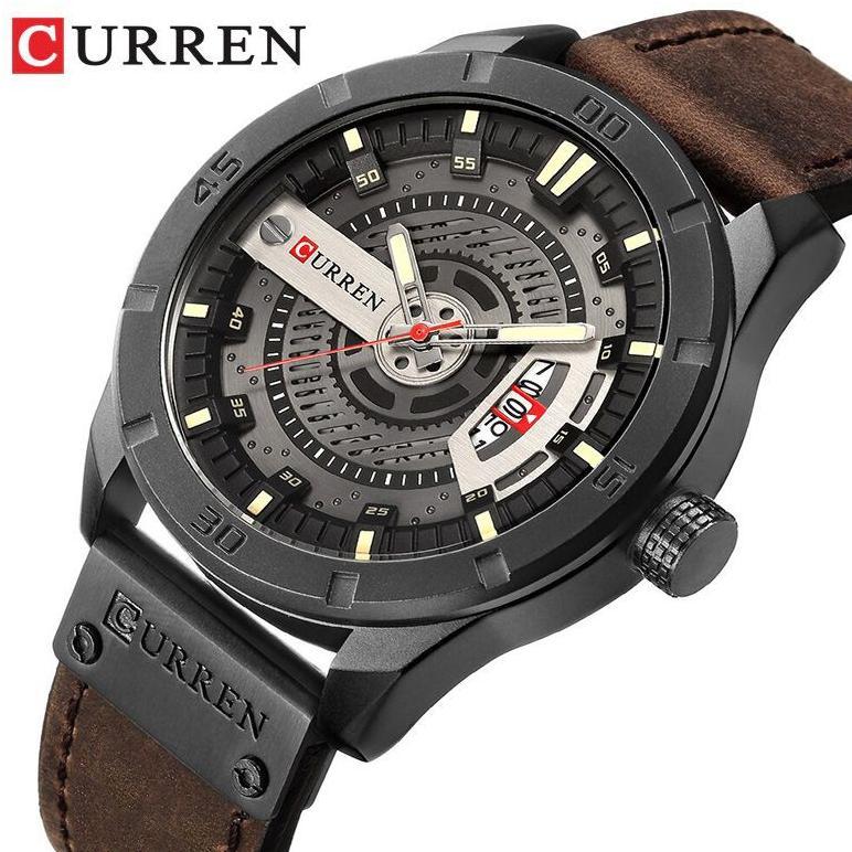 CURREN 8301 Jam Tangan Pria Analog Tali Kulit Chronograph Aktif CURRENOS