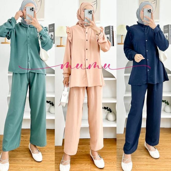 Mumu - Slimpi Set Setelan Crinkle Ld 110 By Mumu Fashion Solo Muslim Wanita
