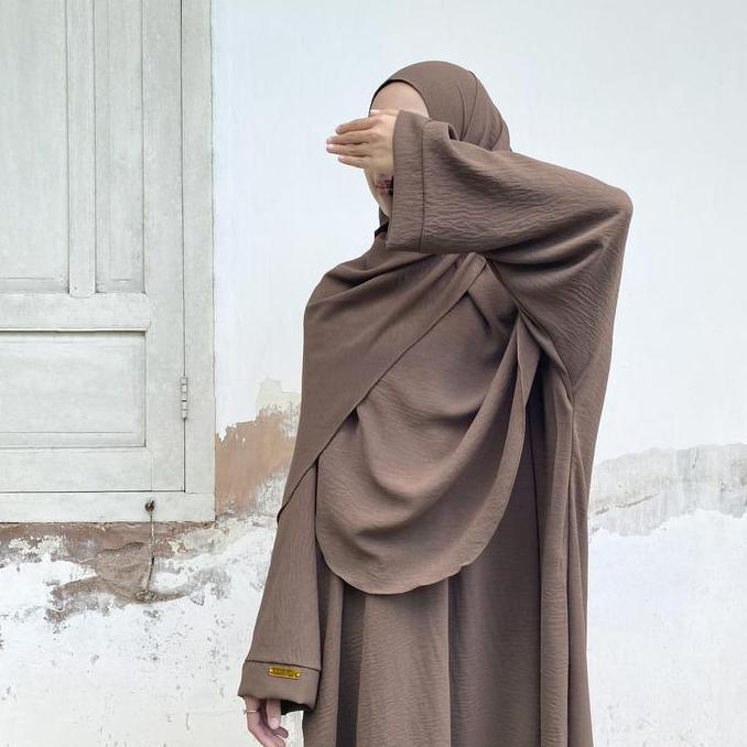 Melbizy Zeya Abaya | Set Abaya Tunik Hijab & Rok | Abaya Batwing