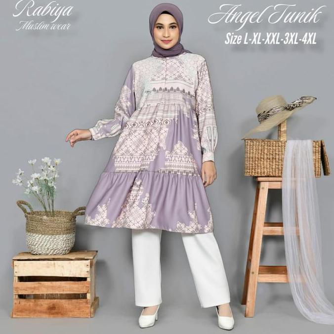 Tunik Kekinian Maxmara Lux Atasan Oversize Muslim Wanita Salur Katun Panjang Midi Dress Remaja Dewas