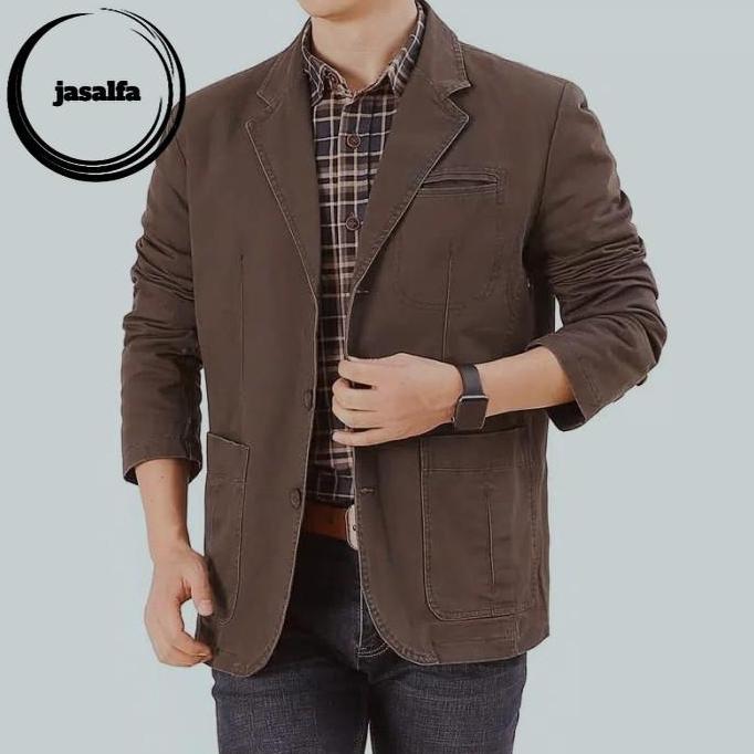 jas blazer pria terbaru - coklat tua - terlaris terbagus