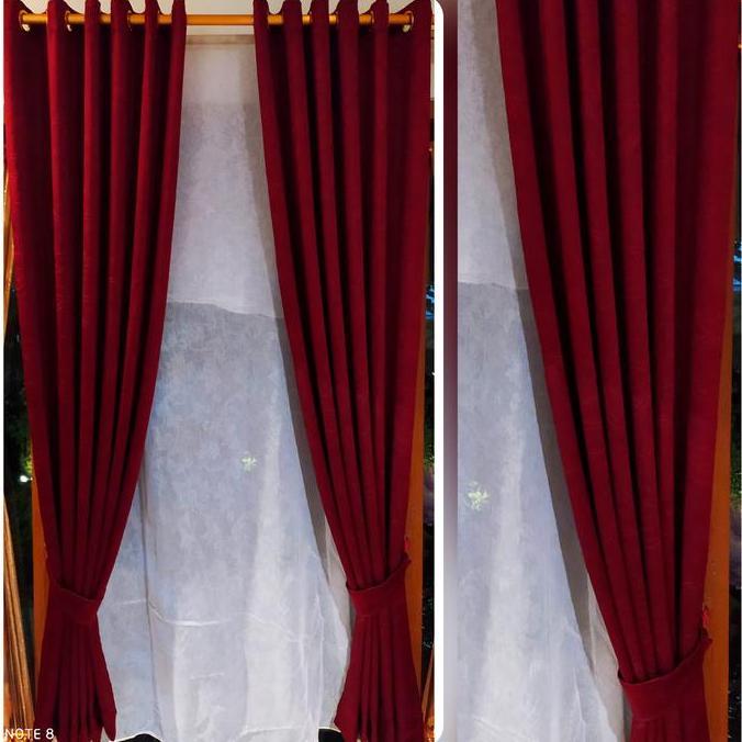 VIRALL TIRAI GORDEN MINIMALIS BLACKOUT MOTIF EMBOS TIMBUL - MERAH HATI *