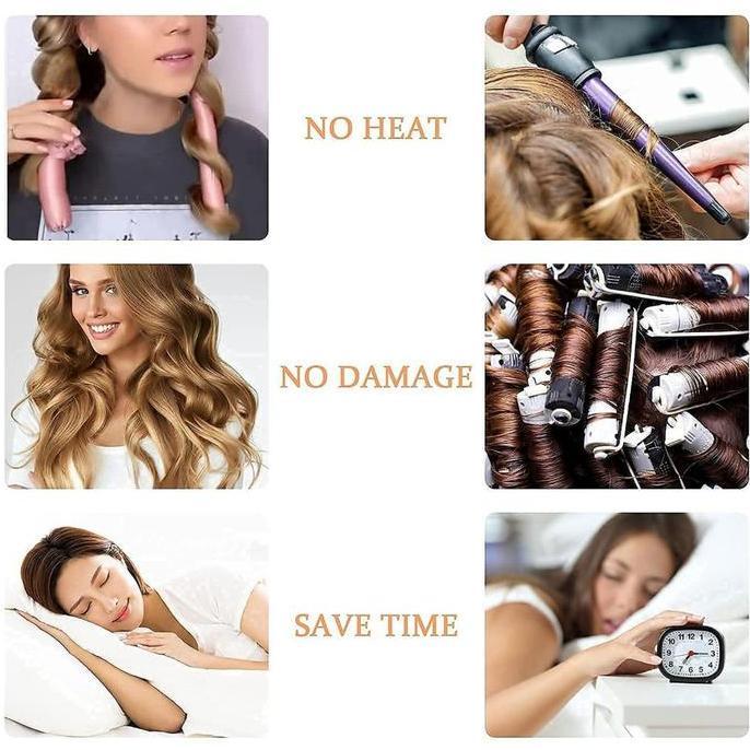 CR - Heatless Curls Band, Curler Rambut Panjang Dengan Rol Rambut Jepit Rambut Diy Styling 1460 TERL
