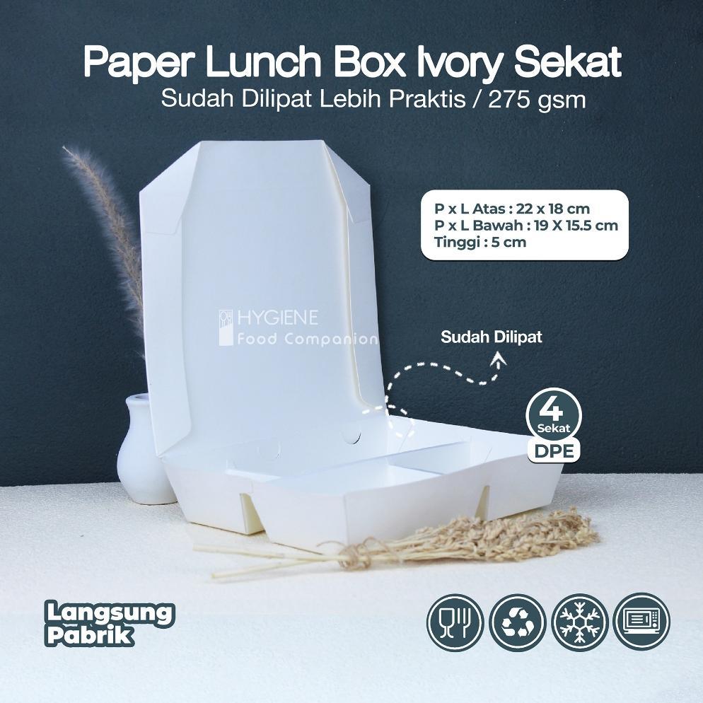 Lunch Box Paper Sekat 4 Putih - Bento Kertas 4 Sekat