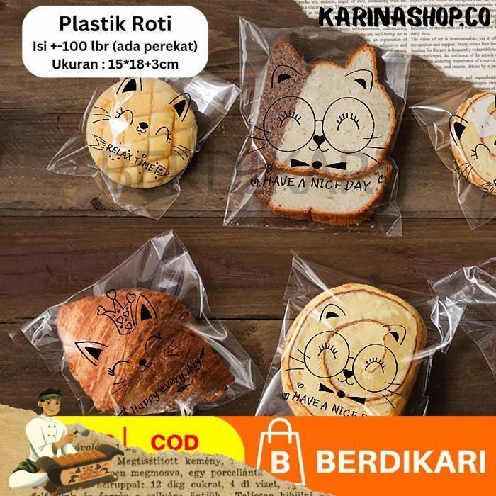[Jtm] 100Pcs Plastik Roti Bakpao Donat Kue Opp Kemasan Plastik Ukuran 15X18+3 Cm Drs 0411