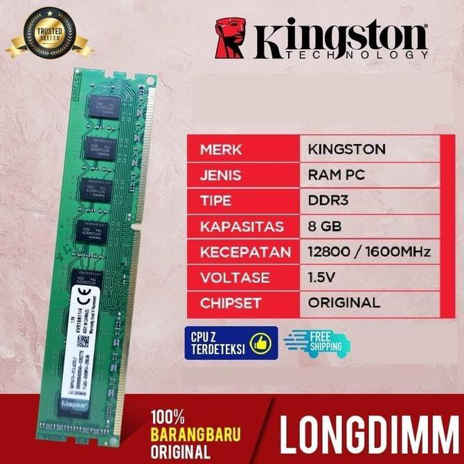 HARGA DISC - RAM KINGSTON DDR3 8GB PC-12800 RAM PC / RAM KOMPUTER DDR3 8GB