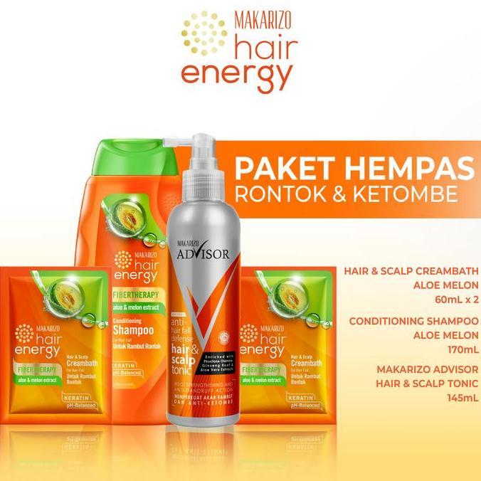 Farahguzz_ - Makarizo Paket Haircare Hempas Rontok & Ketombe - Shampoo, Conditioner & Vitamin Rambut
