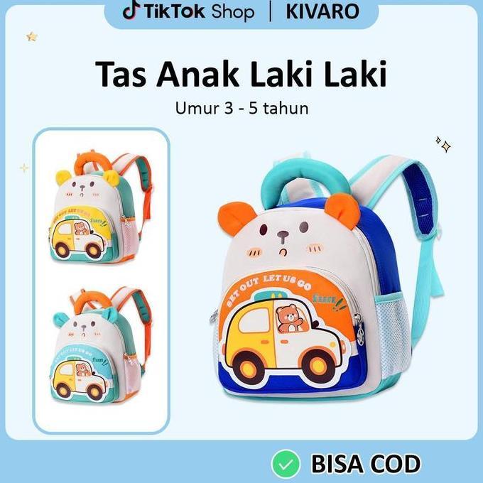 Tas Tayo Anak Laki2 TK Gambar Mobil Cerah Umur 2-4 Tahun Ukuran 28cm PAUD | 626 Kivaro