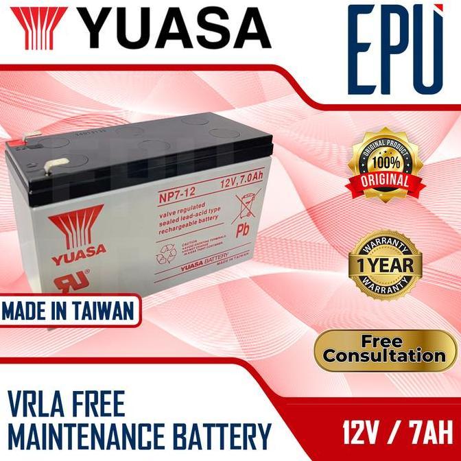 Bnr Aki Yuasa Taiwan 12V 7Ah Aki Yuasa Np7-12 Aki Kering Aki Ups Yuasa Baterai Ups Battery