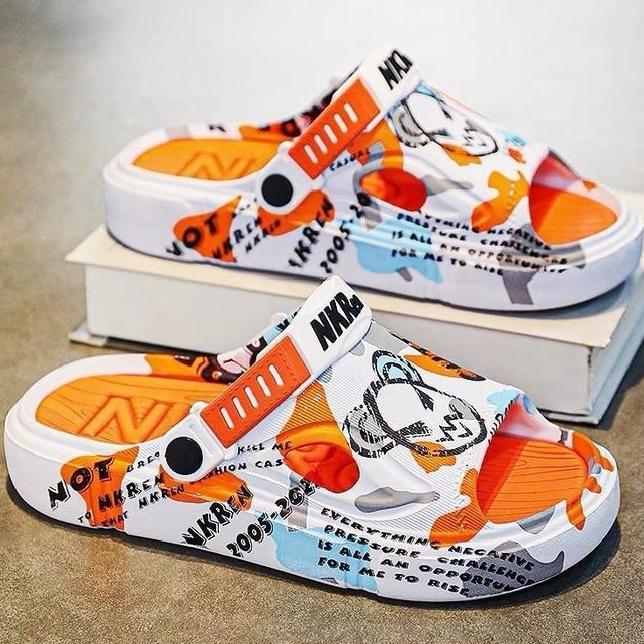 Sandal Pria Korea Dengan Sol Karet Dilengkapi Tali Tumit Sandal Pantai Antiselip Untuk Pria