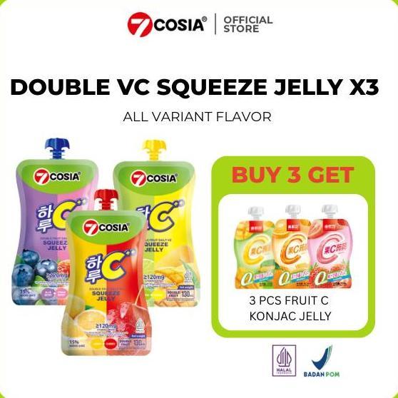 Special Terbatas 7Cosia Double Vc Squeeze Jelly Dapat 3 Konjac Jelly 130Ml Mix Rasa Buah Segar Sehat