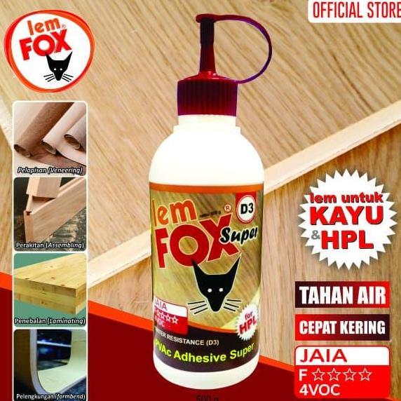 Badawali_lembah - Lem Fox Putih PVAc D3 Botol Squeeze 500g Lem Kayu Tahan Air