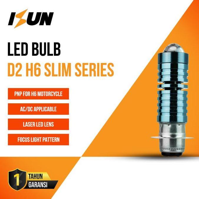 iSUN Lasergun Headlamp Lampu Utama Motor LED H6 P15D CSP DC 9-60V/9W