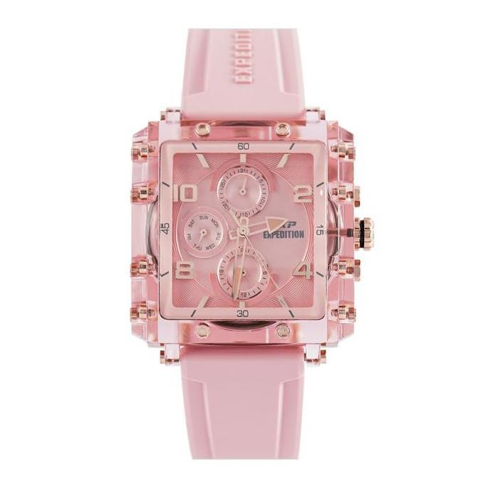 Ready JAM TANGAN WANITA EXPEDITION E 6808 / E6808 FULL PINK RUBBER ORIGINAL