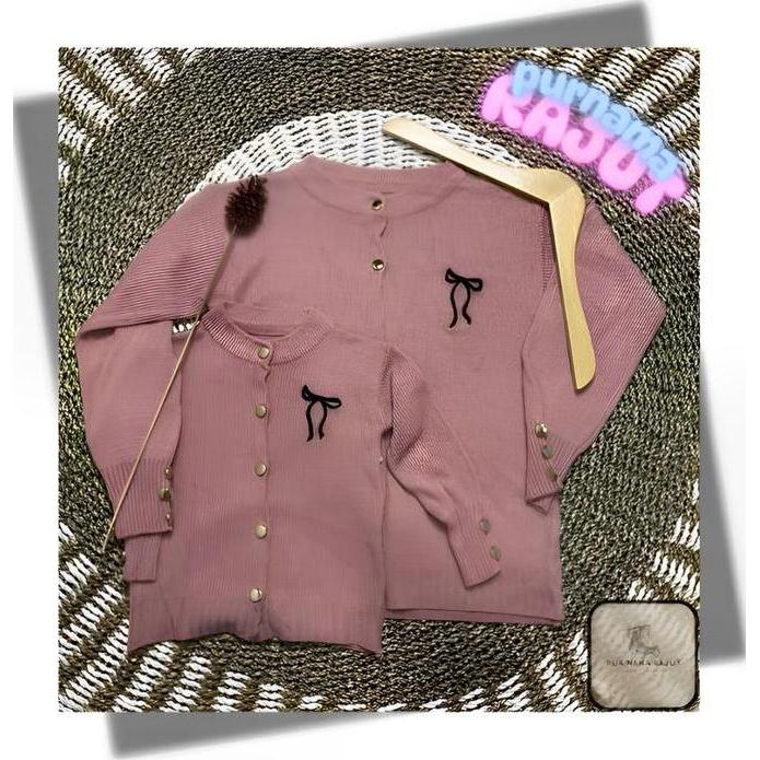 Cardigan Aira Kancing Kombinasi Bordir / Kardigan Pita Polos / Coquette Cardigan Knitwear Wanita Hit