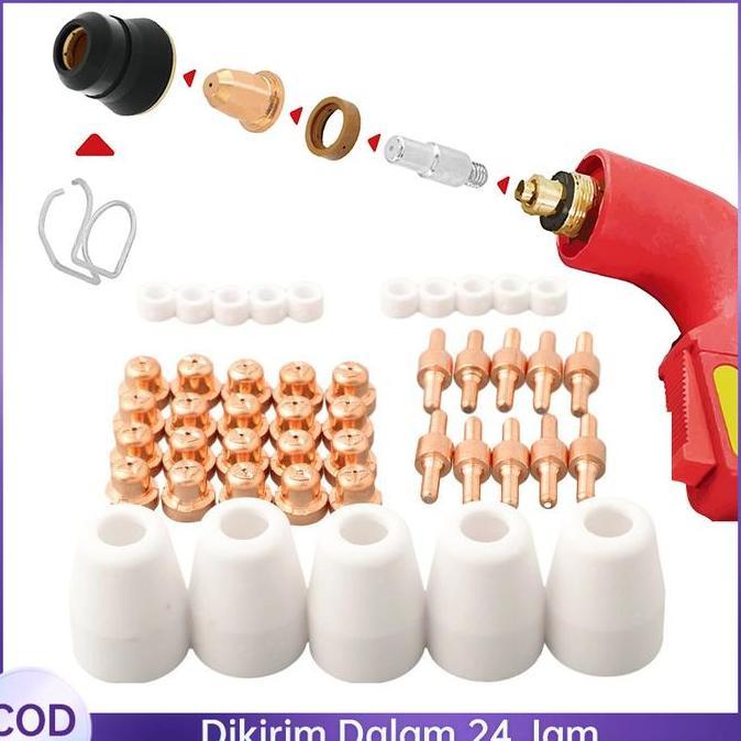 40pcs/Set Nozel Plasma Cut Plasma Cutting Nozzle Plasma Cutter Electrode Nozle Plasma Cutter Dan Noz
