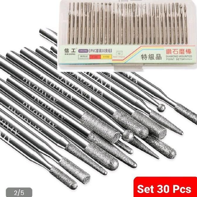 Set 30 pcs Mata Bor premium hemat  #120 ukir grafir tuner bulat ball oval lancip silinder gerinda gr