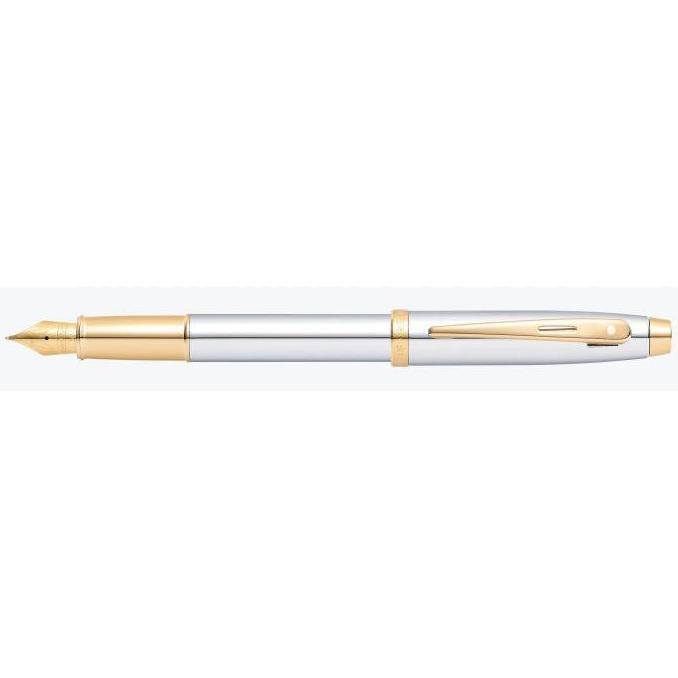 Sheaffer 100 Chrome With Gold Tone Fountain Pen