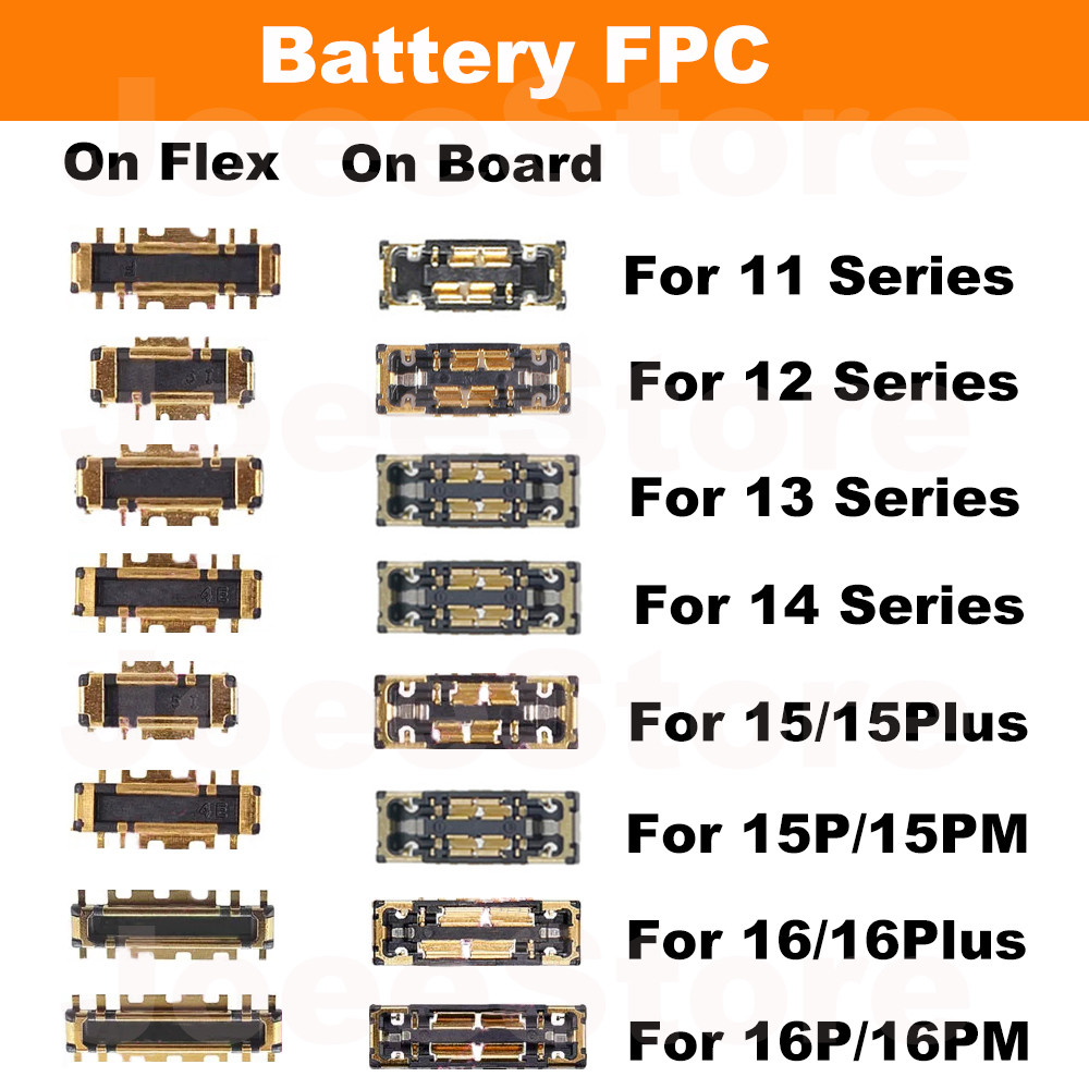 5 pcs Baterai Konektor FPC Untuk iPhone X XS XR 11 12 13 14 15 16 Pro Max 8 Plus Baterai Dalam FPC C