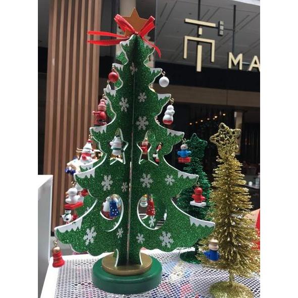 DEKORASI NATAL POHON KAYU TINGGI 30cm GLITER BINTANG CHRISTMAS YS