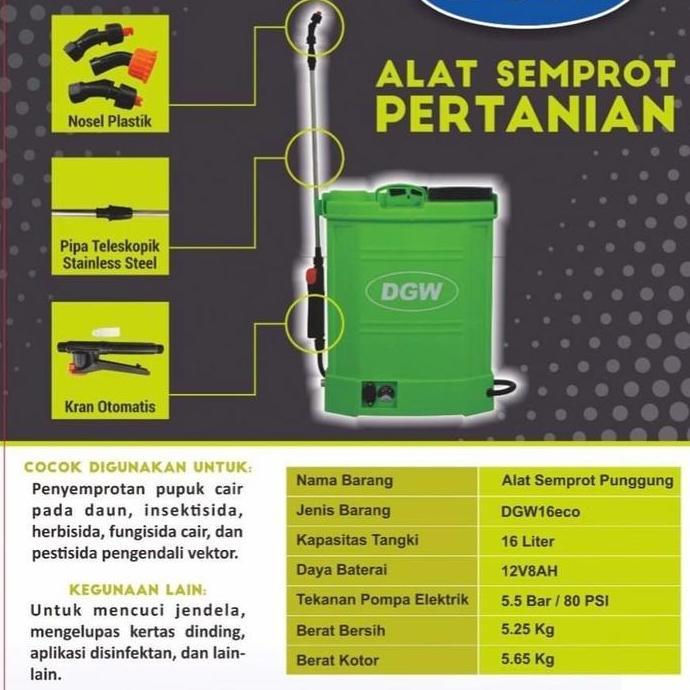 Sprayer Tangki Semprot Elektrik 16 Liter Tangki Cas