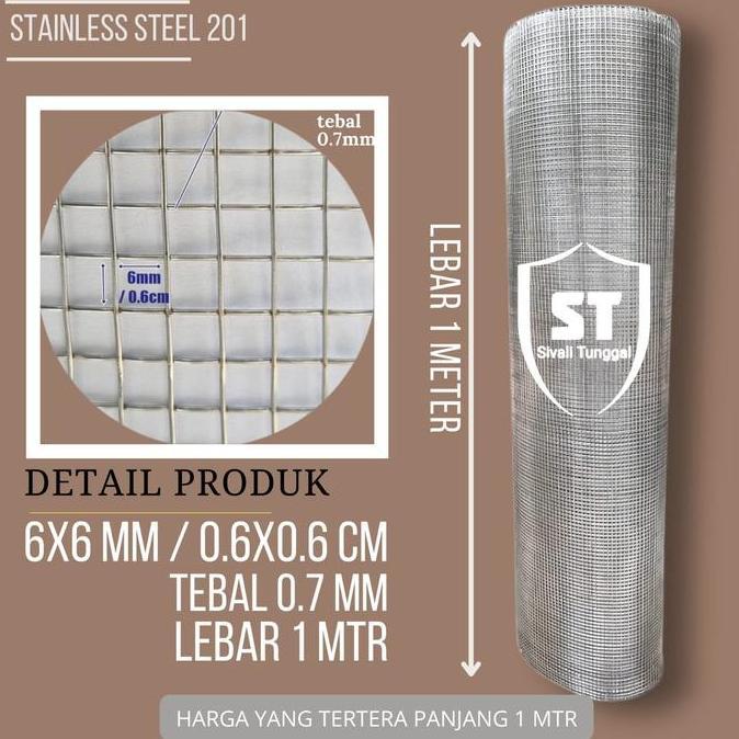 KAWAT RAM STAINLESS 6MM6MM0,7MM1MTR KAWAT LOKET MESH STAINLESS 201