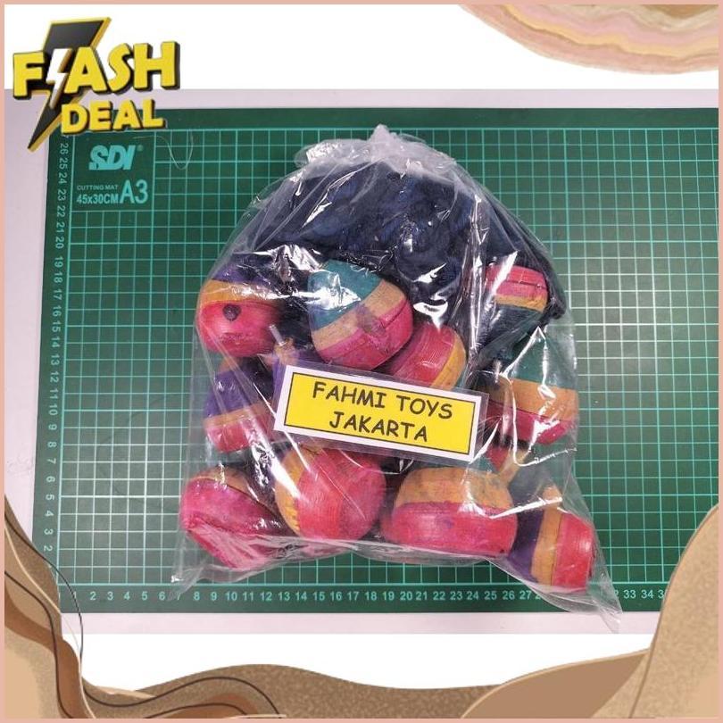 Flash Sale 20 Pcs Mainan Panggal Kayu Gangsing Kayu Tali