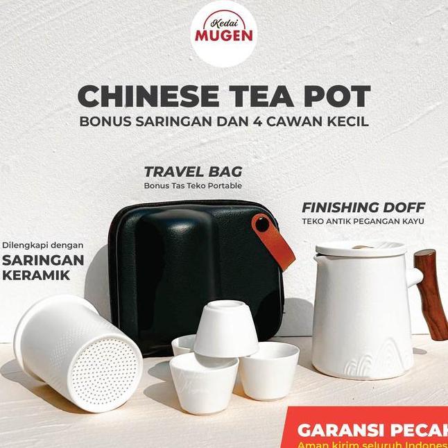 Chinese Tea Infuser Pot Set Teko Teh Keramik Dengan Saringan 350Ml