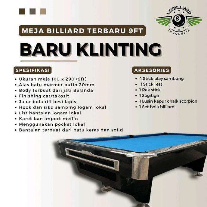 MEJA BILLIARD TIPR TERBARU, MEJA BILLIARD 9FT BARU KLINTING