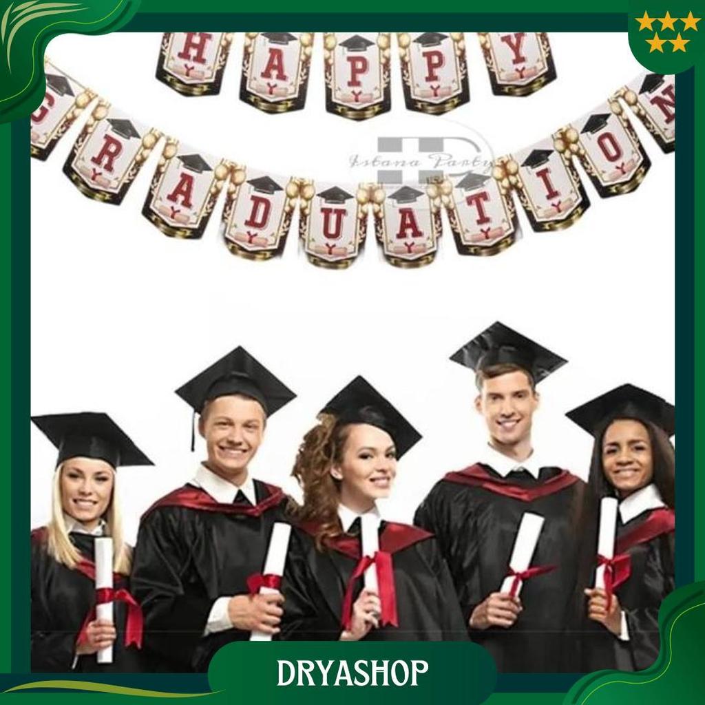 Banner Happy Graduation / Bunting Flag Wisuda Motif Toga Ip Cod